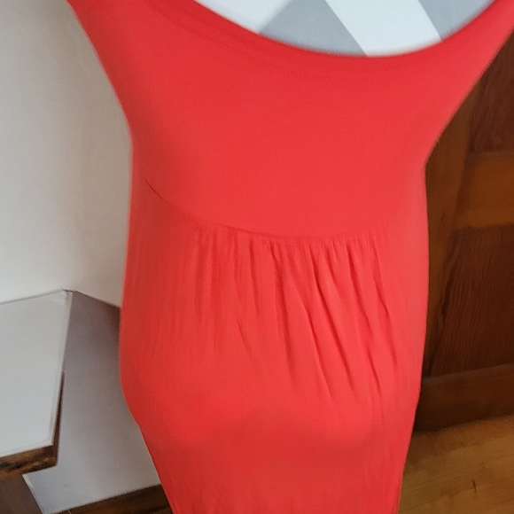 Calvin Klein Pin tucked Spaghetti strap knit maxi dress Red size 6 - Picture 5 of 7